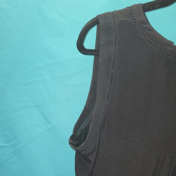 Loft Womens Black Sleeveless V-Neck Tiered Tank Top Medium - Picture 6 of 10